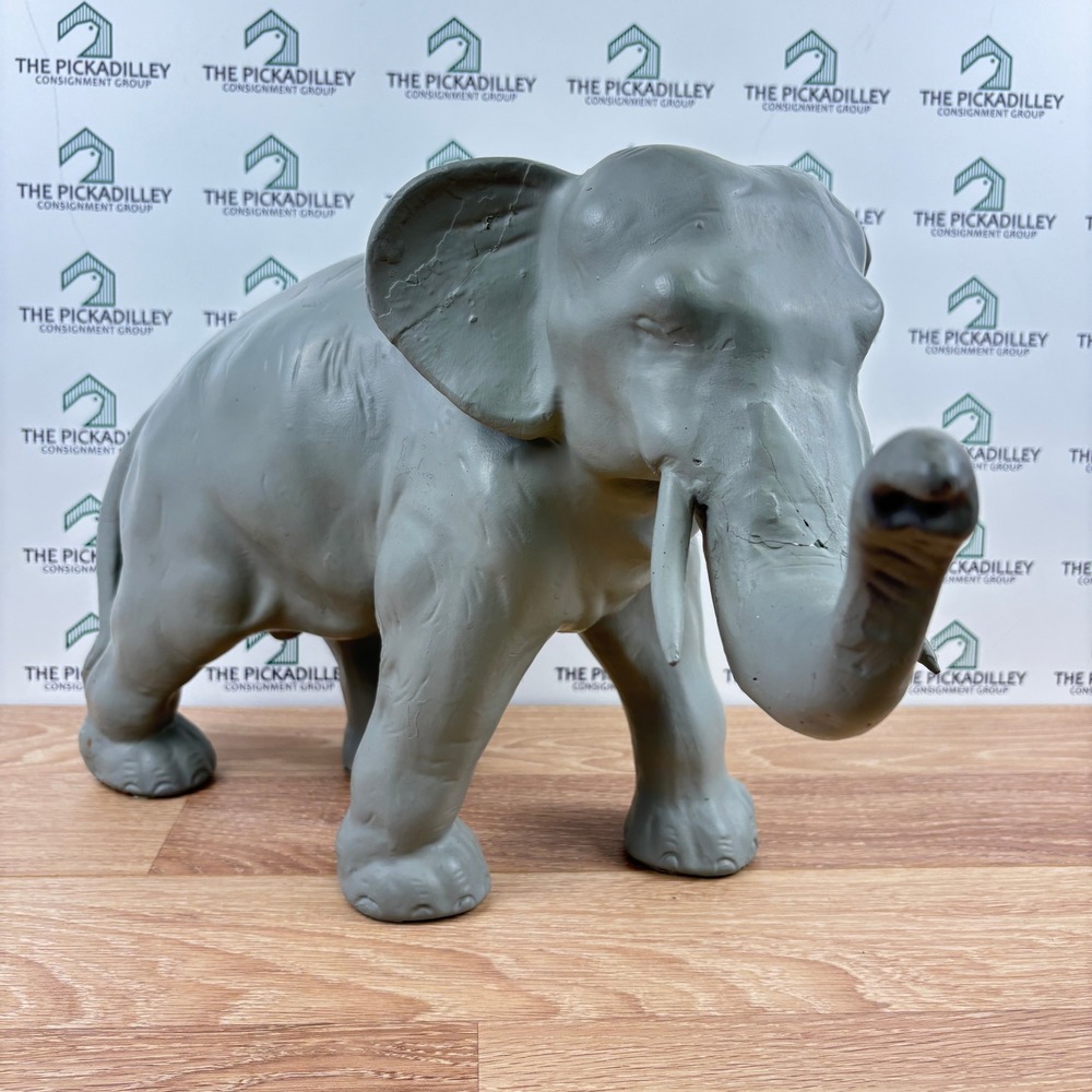 Large 16" Grey Elephant Figurine Trunk Up Statue Good Luck Home Decor Sculpture
